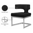 Pemberly Row Contemporary Black Velvet Dining Chair with Rich Chrome Metal Base