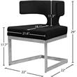 Pemberly Row Contemporary Black Velvet Dining Chair with Rich Chrome Metal Base