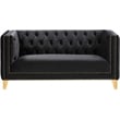 Pemberly Row Contemporary Deep Button Tufted Black Velvet Loveseat