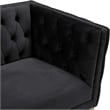 Pemberly Row Contemporary Deep Button Tufted Black Velvet Loveseat
