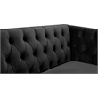 Pemberly Row Contemporary Deep Button Tufted Black Velvet Loveseat