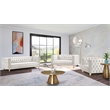 Pemberly Row ContemporaryDeep Button Tufted Cream Velvet Loveseat