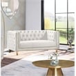 Pemberly Row ContemporaryDeep Button Tufted Cream Velvet Loveseat