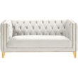 Pemberly Row ContemporaryDeep Button Tufted Cream Velvet Loveseat
