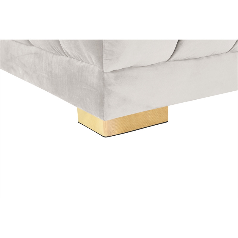 Pemberly Row Contemporary Cream Finish Velvet 3pc. Sectional