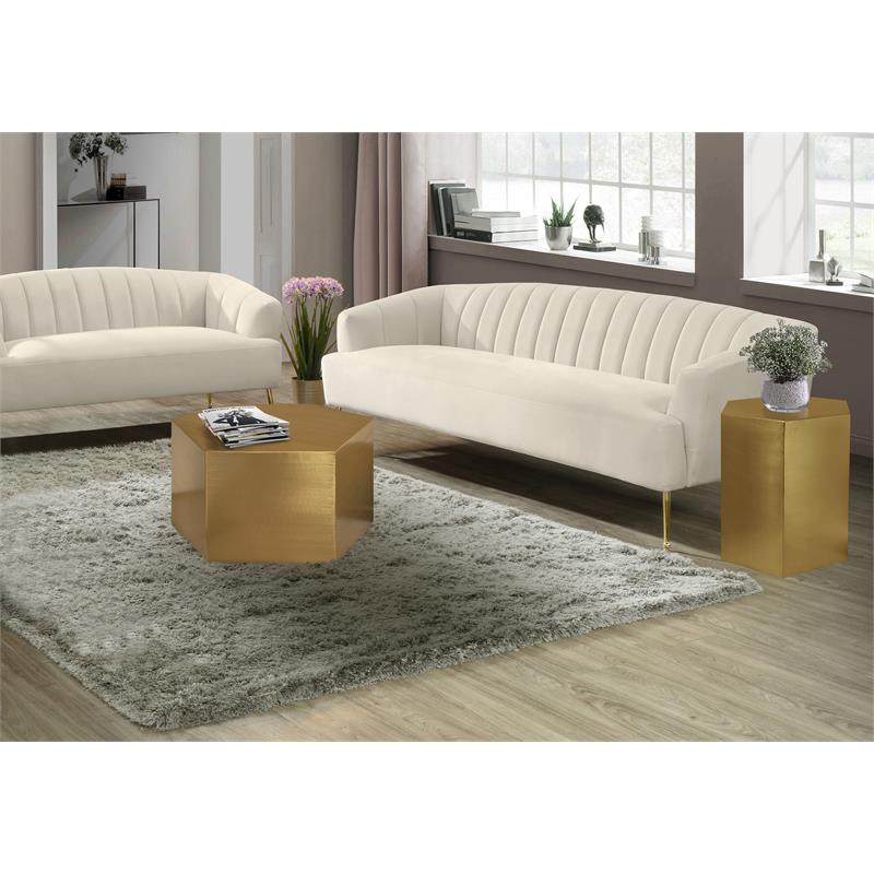 Pemberly Row Contemporary Brushed Gold Finish Modular Coffee Table
