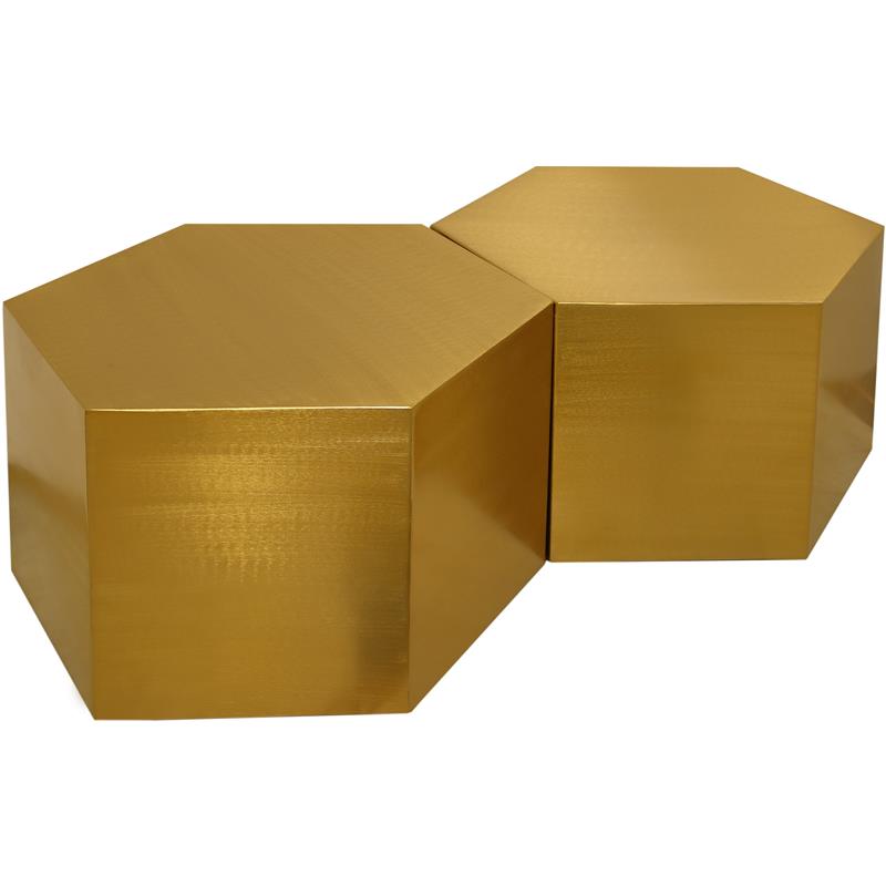 Pemberly Row Modern Brushed Gold 2 Piece Modular Coffee Table