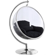 Pemberly Row Fabric Acrylic Swing Bubble Accent Chair in Black
