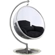 Pemberly Row Fabric Acrylic Swing Bubble Accent Chair in Black
