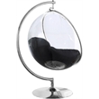 Pemberly Row Fabric Acrylic Swing Bubble Accent Chair in Black