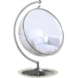 Pemberly Row Fabric Acrylic Swing Bubble Accent Chair in White