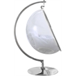 Pemberly Row Fabric Acrylic Swing Bubble Accent Chair in White
