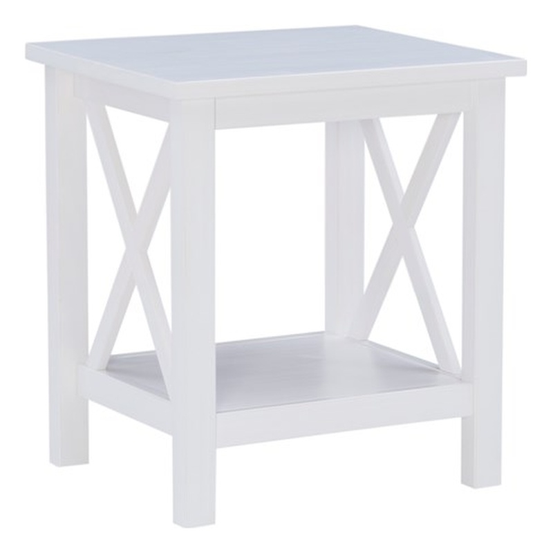 Pemberly Row Contemporary Wood End Table in Antique White Finish
