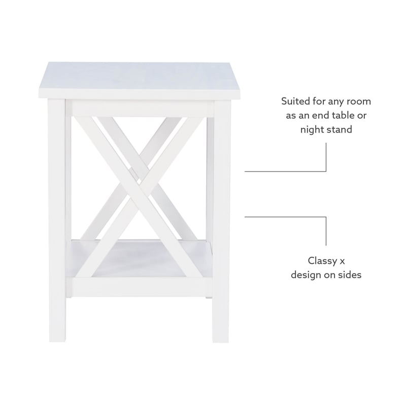 Pemberly Row Contemporary Wood End Table in Antique White Finish