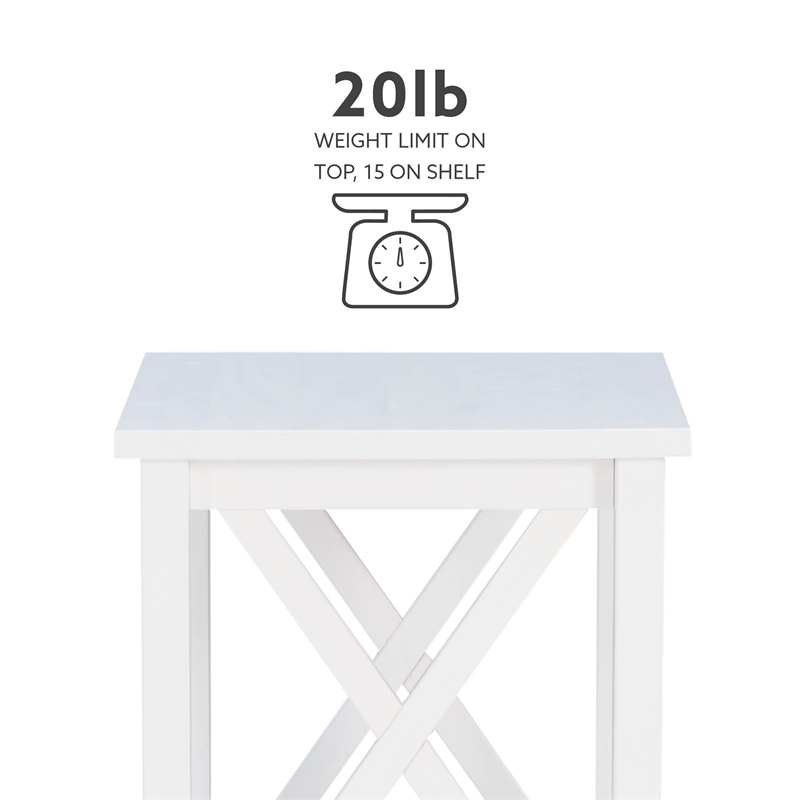 Pemberly Row Contemporary Wood End Table in Antique White Finish