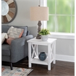 Pemberly Row Contemporary Wood End Table in Antique White Finish