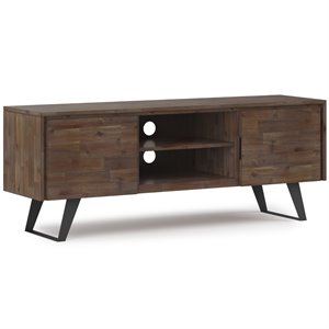Pemberly Row 63&quot Solid Wood Modern TV Stand in Rustic Aged Brown