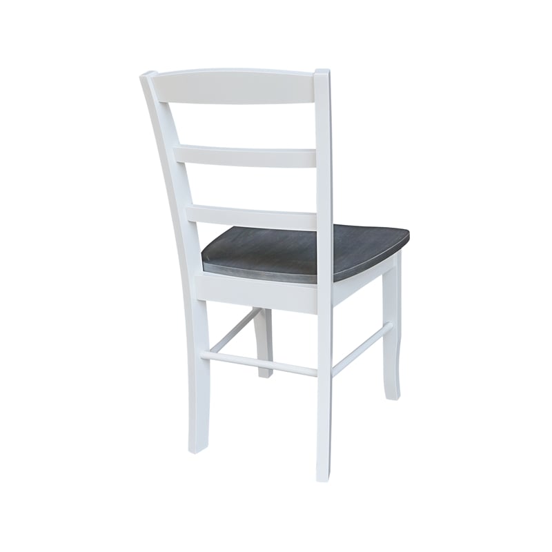 Pemberly Row Set of 2 Solid Wood Madrid Ladderback Chairs in White / Gray