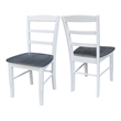 Pemberly Row Set of 2 Solid Wood Madrid Ladderback Chairs in White / Gray