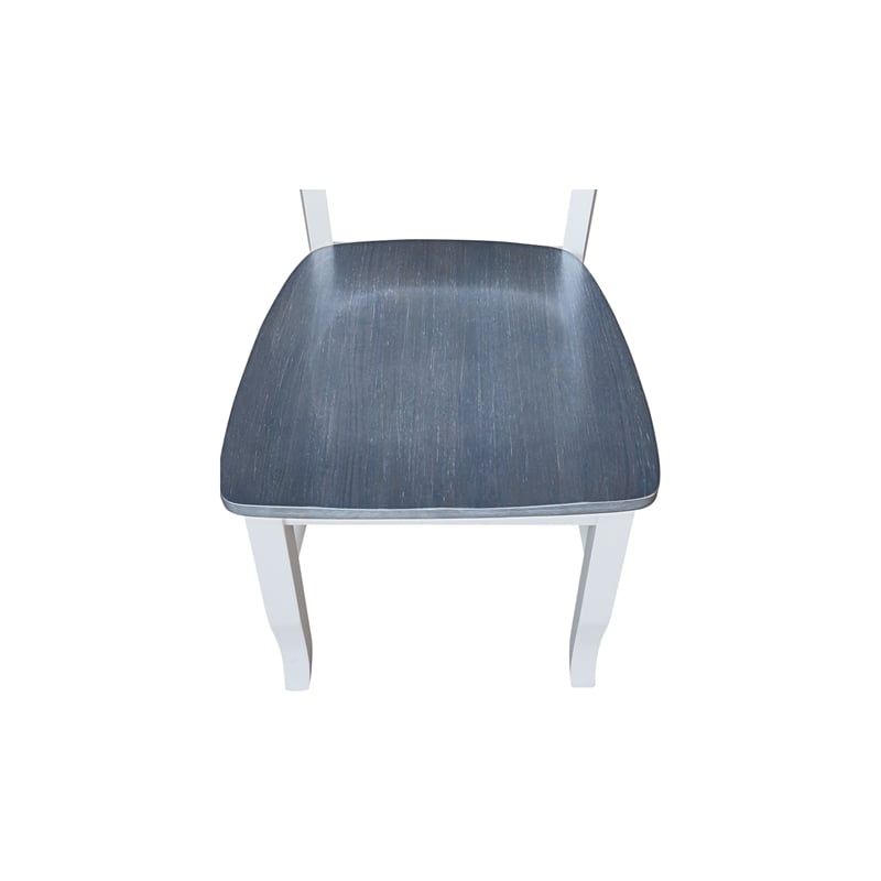Pemberly Row Set of 2 Solid Wood Madrid Ladderback Chairs in White / Gray