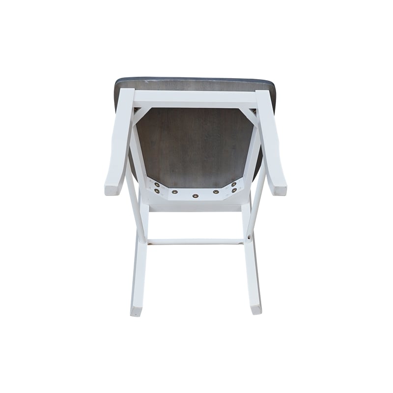 Pemberly Row Set of 2 Solid Wood Madrid Ladderback Chairs in White / Gray