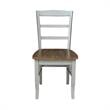 Pemberly Row Set of 2 Solid Wood Ladderback Chairs in Distressed Hickory / Stone