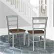 Pemberly Row Set of 2 Solid Wood Ladderback Chairs in Distressed Hickory / Stone