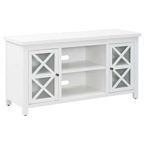Pemberly Row Contemporary 47&quot White Wood / Glass TV Stand for  TVs up to 55&quot