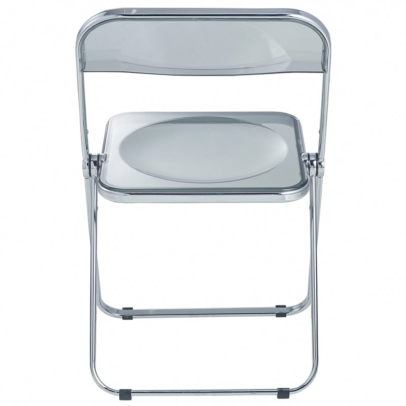 Pemberly Row Acrylic Folding Chair With Metal Frame in Black