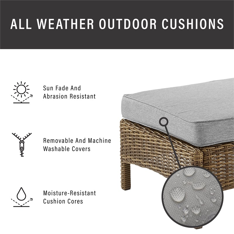 Pemberly Row Modern Wicker / Rattan Outdoor Chaise Lounge in Brown