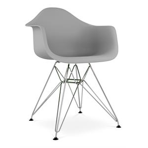 Pemberly Row Modern 18&quot Plastic and Chrome Steel Armchair in Gray