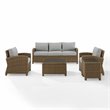 Pemberly Row Modern 5Pc Outdoor Fabric Sofa Set in Gray & Brown