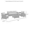 Pemberly Row Modern 5Pc Outdoor Fabric Sofa Set in Gray & Brown