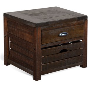 Pemberly Row Modern 24&quot Mahogany Wood End Table in Tobacco Leaf