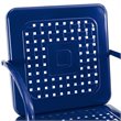 Pemberly Row Metal Patio Dining Arm Chair in Glossy Navy (Set of 2)