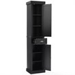 Pemberly Row Tall Coastal Wood Linen Cabinet in Distressed Black