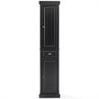 Pemberly Row Tall Coastal Wood Linen Cabinet in Distressed Black