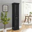 Pemberly Row Tall Coastal Wood Linen Cabinet in Distressed Black