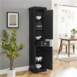 Pemberly Row Tall Coastal Wood Linen Cabinet in Distressed Black