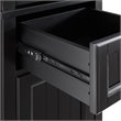 Pemberly Row Tall Coastal Wood Linen Cabinet in Distressed Black