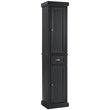 Pemberly Row Tall Coastal Wood Linen Cabinet in Distressed Black