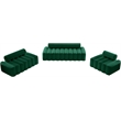 Pemberly Row Contemporary Deep Channel Tufted Green Velvet Sofa