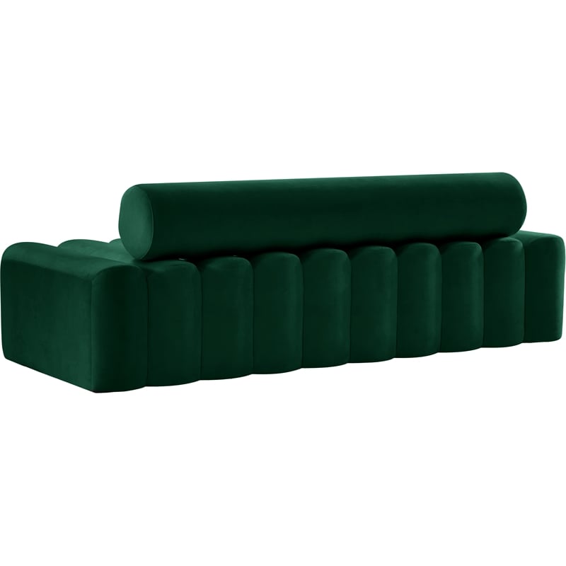 Pemberly Row Contemporary Deep Channel Tufted Green Velvet Sofa