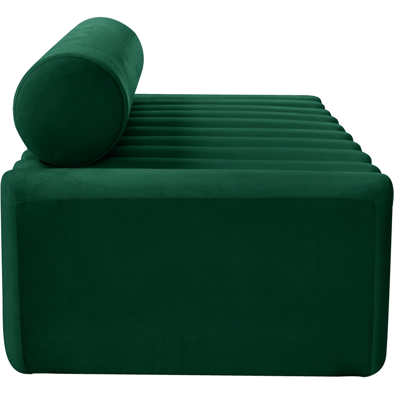 Pemberly Row Contemporary Deep Channel Tufted Green Velvet Sofa