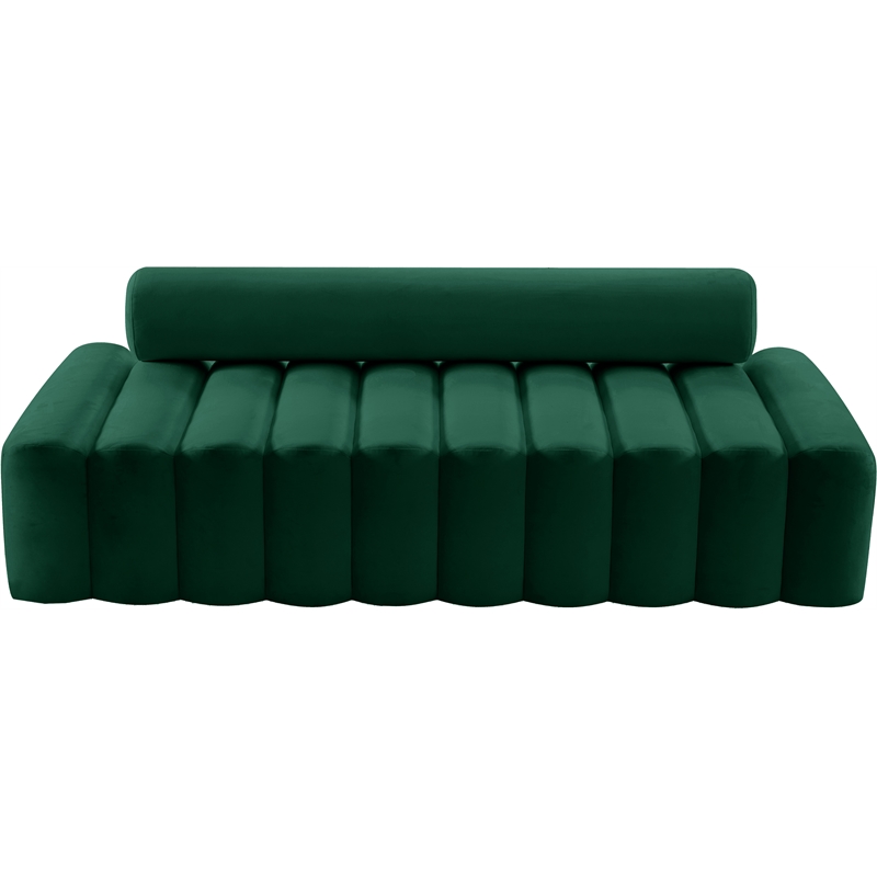 Pemberly Row Contemporary Deep Channel Tufted Green Velvet Sofa