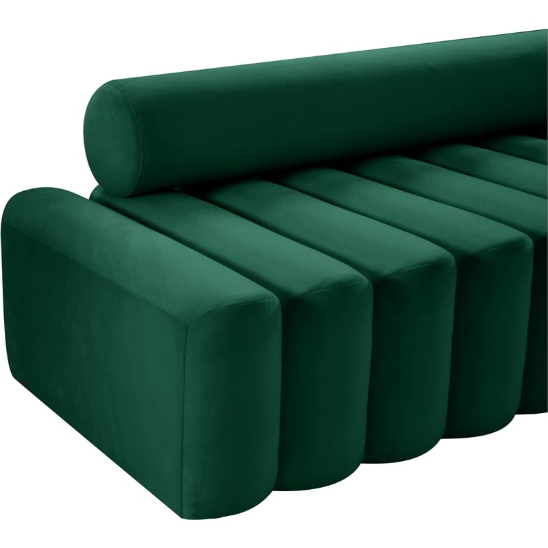 Pemberly Row Contemporary Deep Channel Tufted Green Velvet Sofa