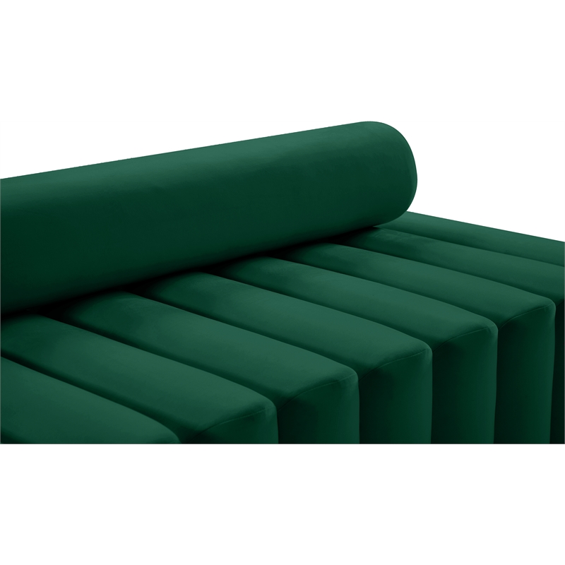Pemberly Row Contemporary Deep Channel Tufted Green Velvet Sofa