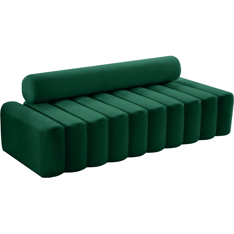 Pemberly Row Contemporary Deep Channel Tufted Green Velvet Sofa