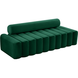 Pemberly Row Contemporary Deep Channel Tufted Green Velvet Sofa