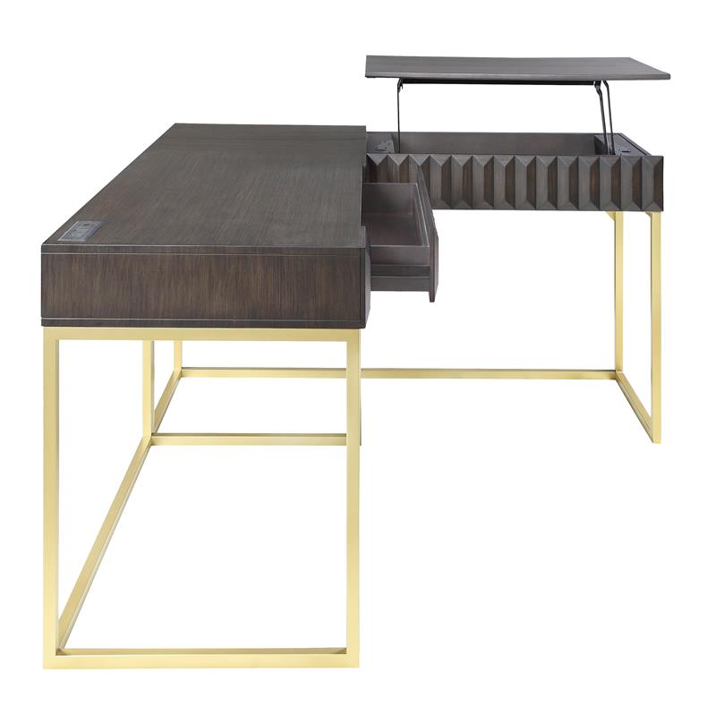 Pemberly Row Contemporary Wood 2-Piece Writing Desk Set in Walnut